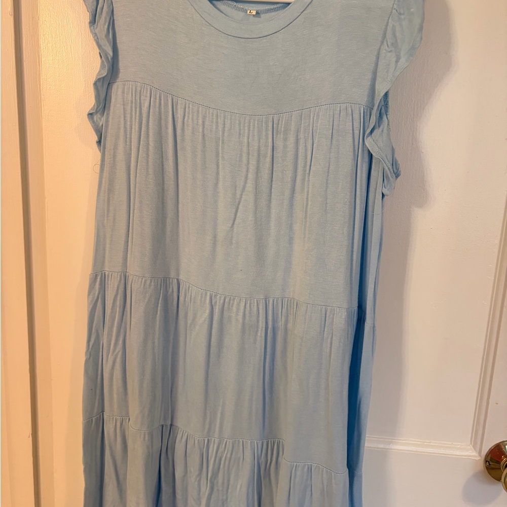 Sky Blue Basic T-Shirt Dress